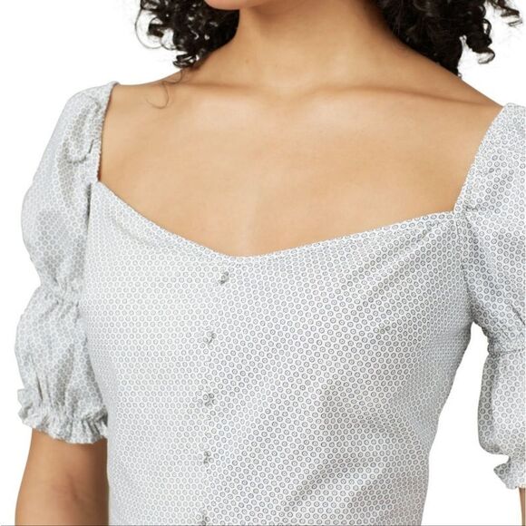 STYLESTALKER Kelly Puff Sleeve Sweetheart Neckline Cotton Feminine Mini Dress M - Picture 3 of 9